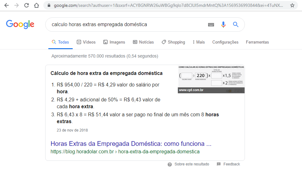 rich snippet HDL: cálculo horas extras empregada doméstica