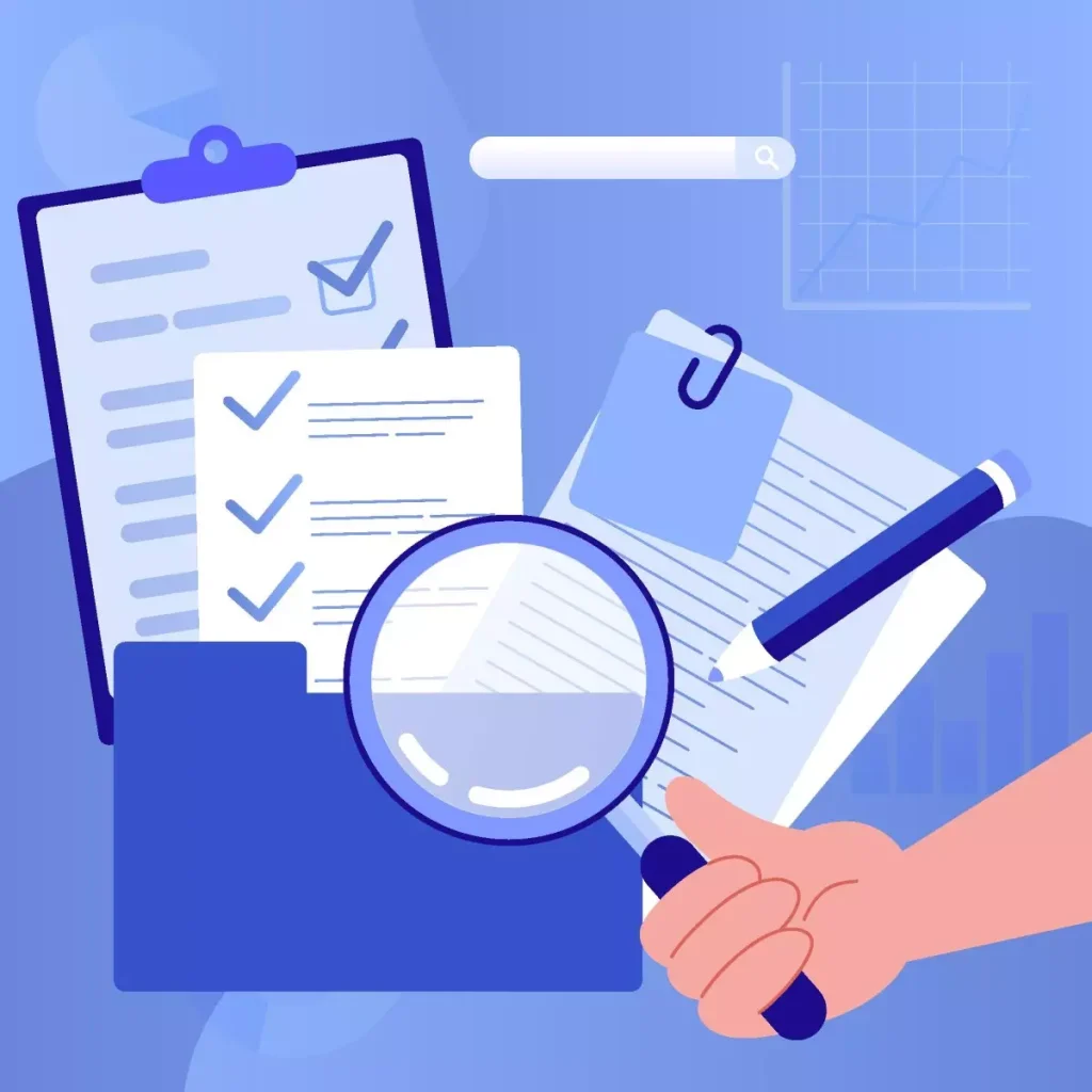 Imagem ilustrativa relacionada ao número do NIS, com documentos, lupas e anotações, destacando a importância de verificar o número do NIS para benefícios sociais.