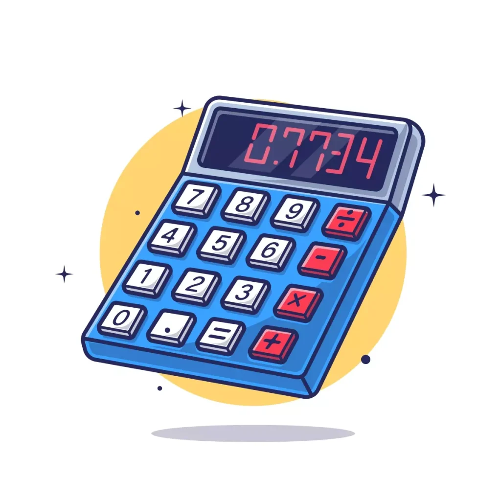 Calculadora ilustrada para calcular férias proporcionais de empregada doméstica com detalhes de tela digital.