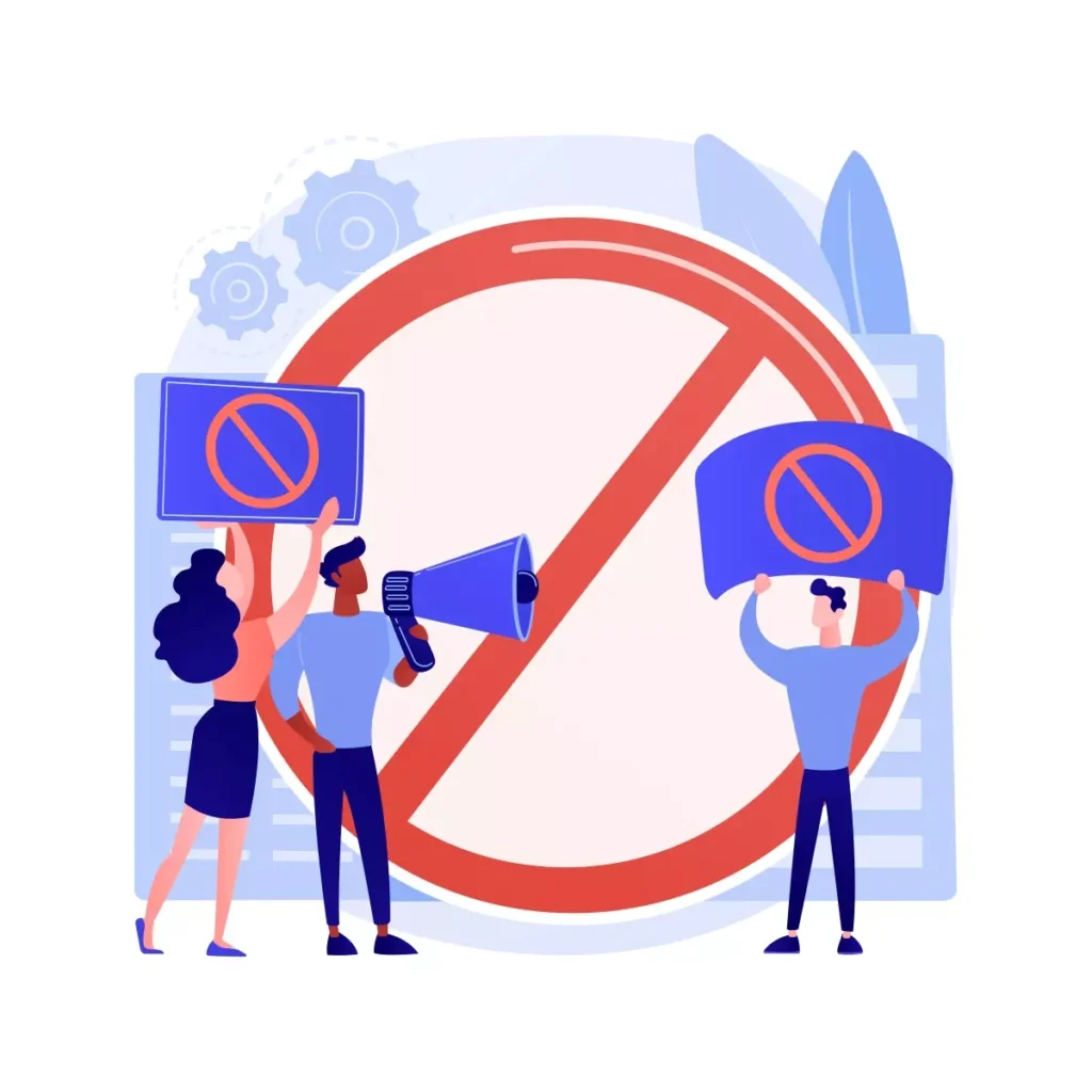 Ilustração de um grupo de pessoas protestando contra a suspensão de contratos de empregadas domésticas, com cartazes e megafone, destacando a importância de cancelar a suspensão de contrato da doméstica.