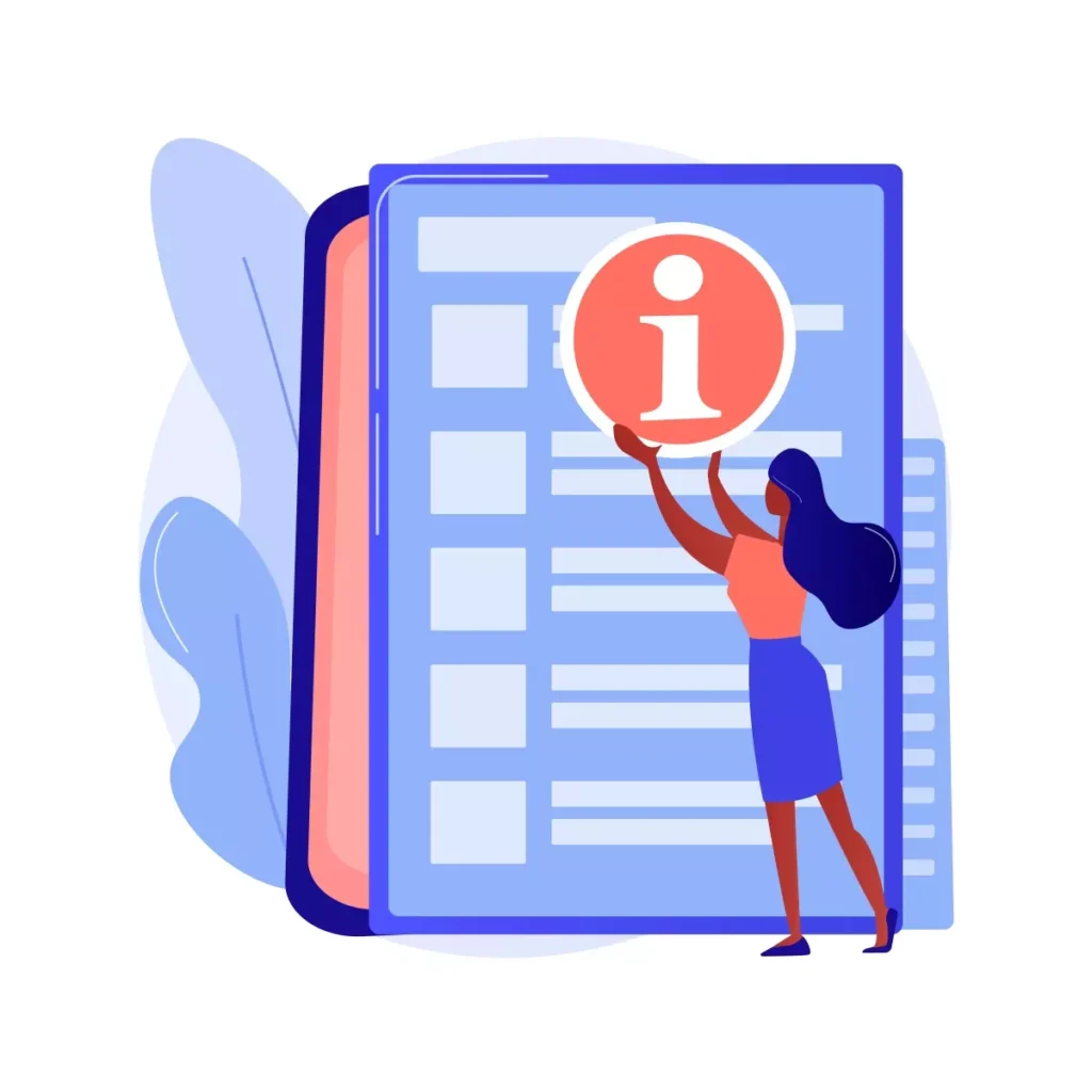 Ilustração de uma mulher segurando um símbolo de informação em frente a um smartphone gigante, representando orientações sobre o FGTS do empregado doméstico.