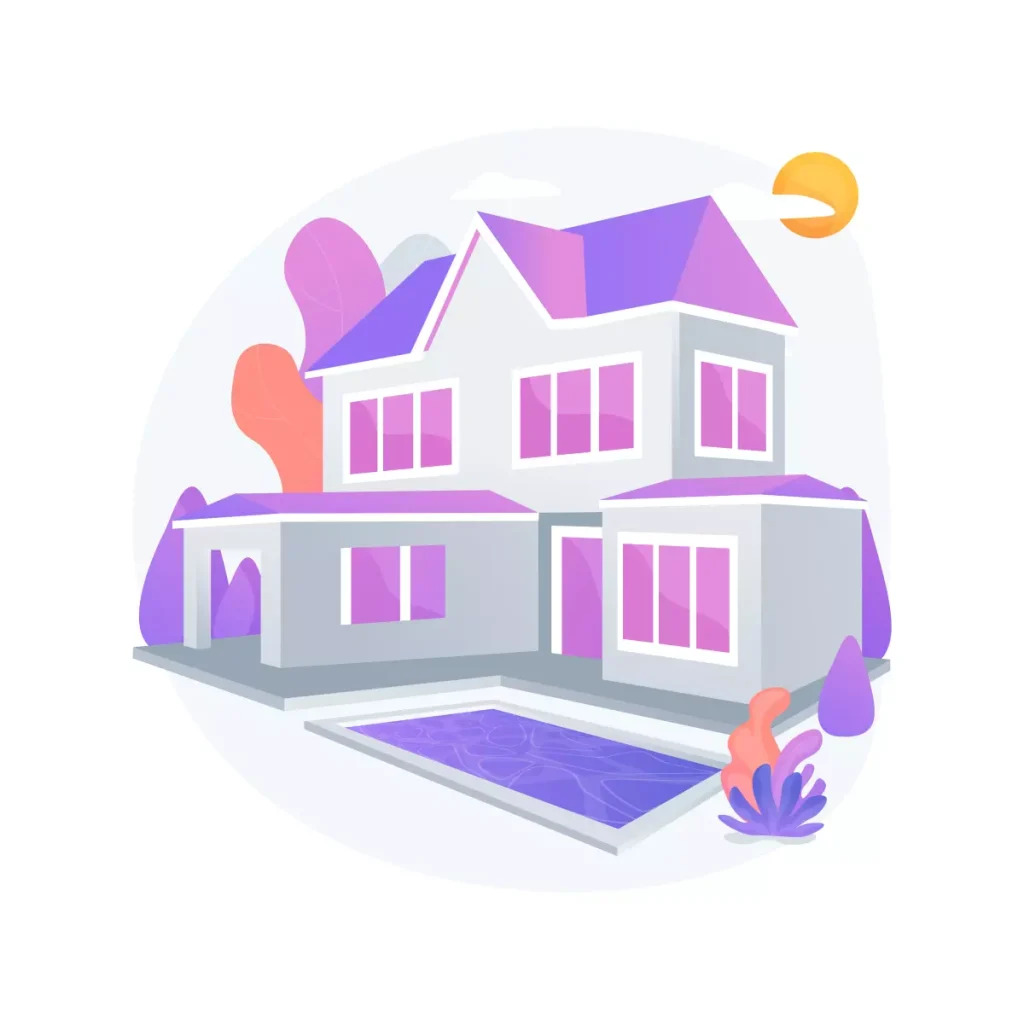 Imagem ilustrativa de uma casa moderna com piscina, destacando a possibilidade de uma doméstica trabalhar em duas casas de forma eficiente e cômoda.