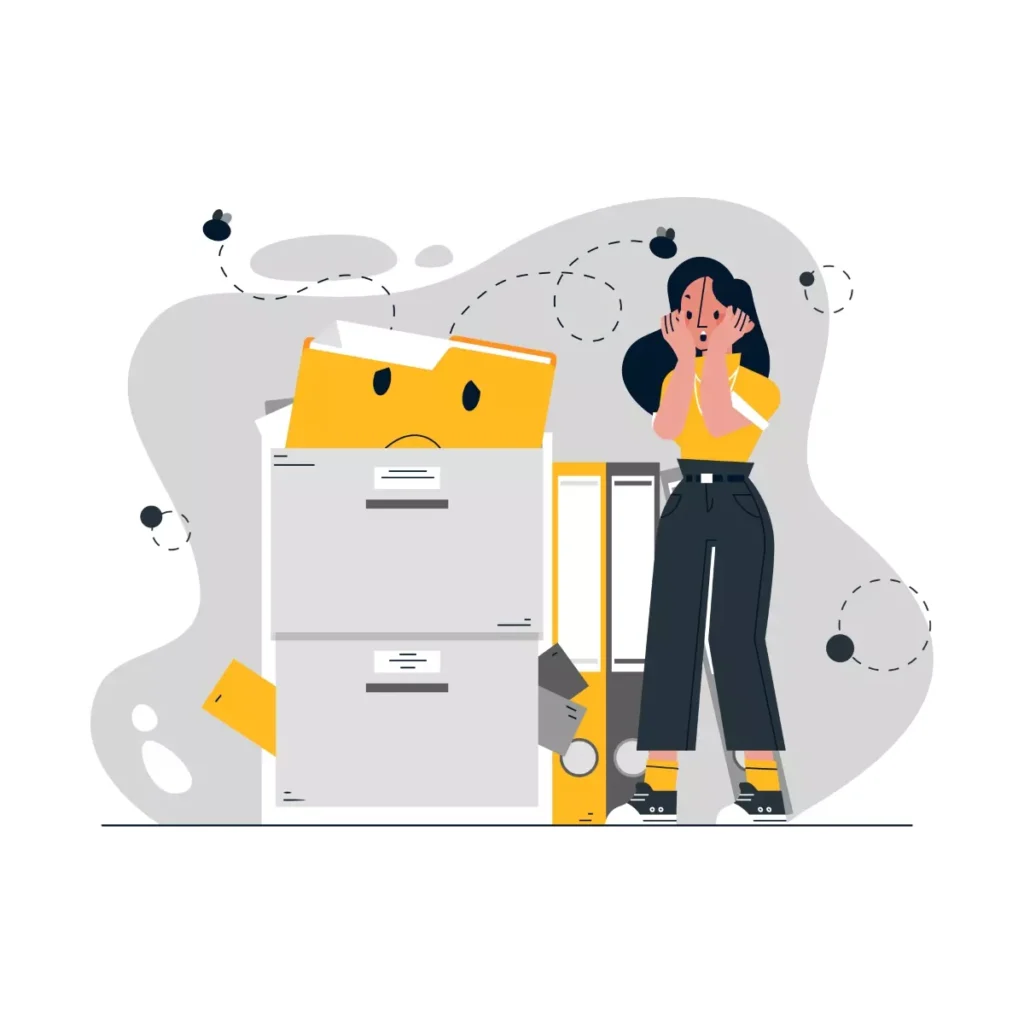 Ilustração de uma funcionária doméstica preocupada com as faltas do empregado doméstico, demonstrando o impacto na rotina e na organização do lar.