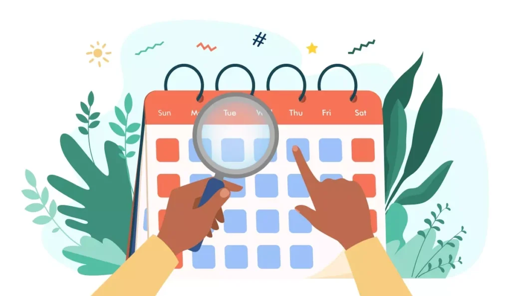 Ilustração de calendário mostrando feriados da doméstica após antecipação, com foco em dias específicos e dicas para planejamento de folgas.