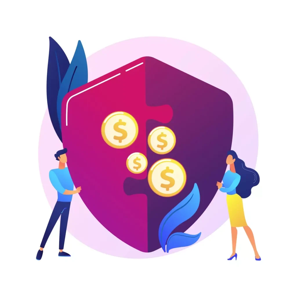Ilustração de um empregador doméstico com um escudo que simboliza proteção e segurança financeira, destacando o direito ao seguro-desemprego.