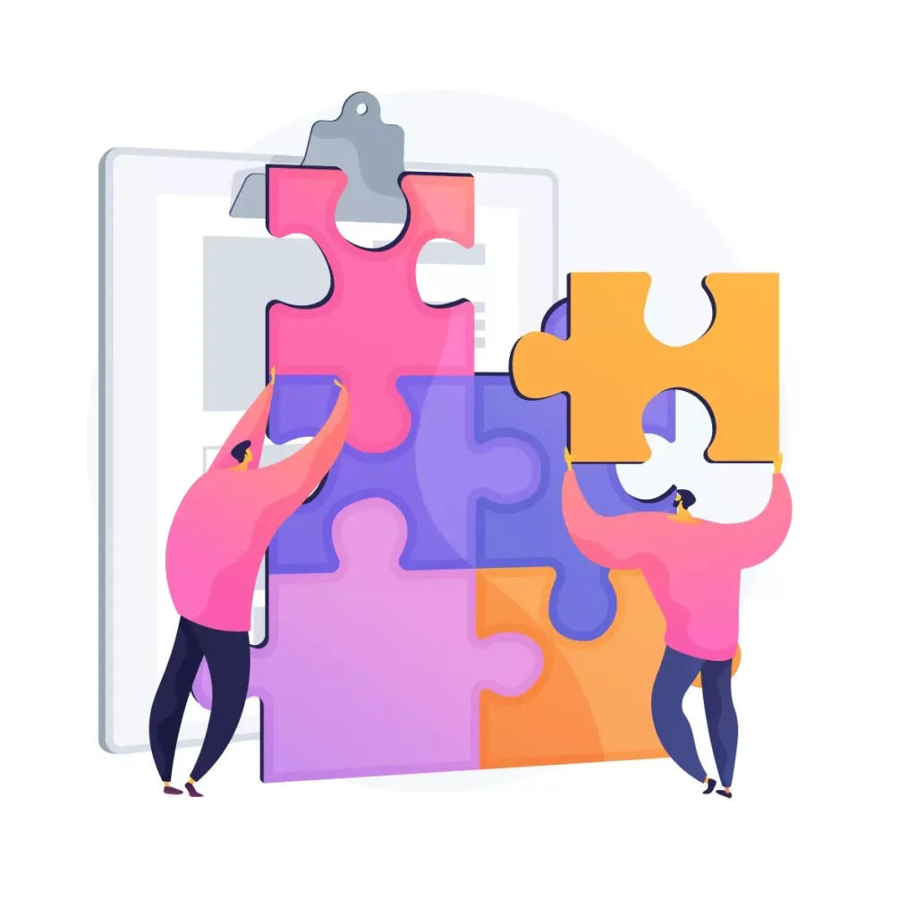 Imagem ilustrativa mostrando pessoas encaixando peças de quebra-cabeça, simbolizando a convivência harmoniosa com os empregados domésticos e a integração de responsabilidades na casa.