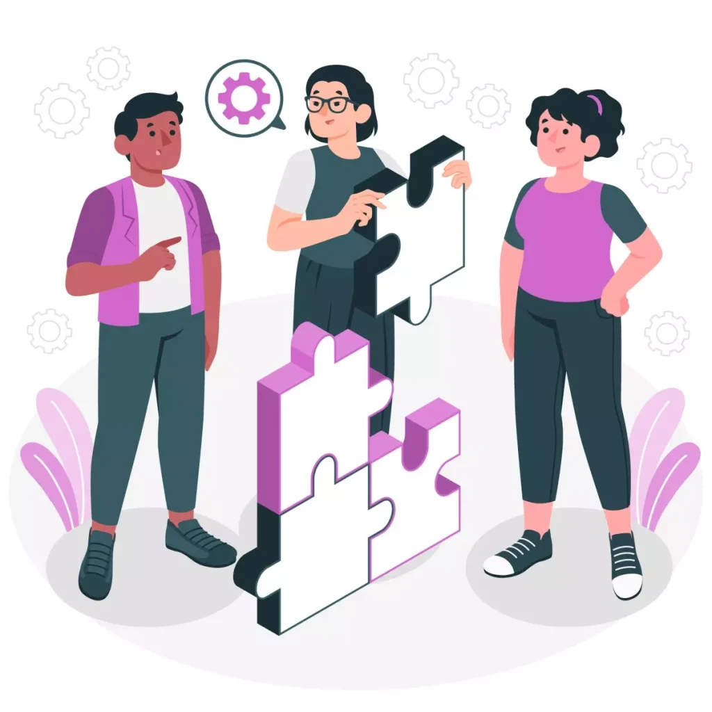 Ilustração representando acúmulo de função para doméstica, com uma empregada doméstica desempenhando múltiplas tarefas enquanto conversa com duas pessoas.