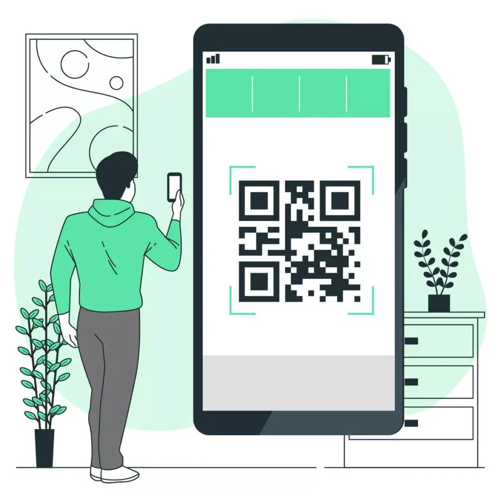 Imagem ilustrativa de pagamento da guia DAE via Pix, com pessoa escaneando código QR em smartphone para facilitar pagamento de tributos e encargos administrativos.