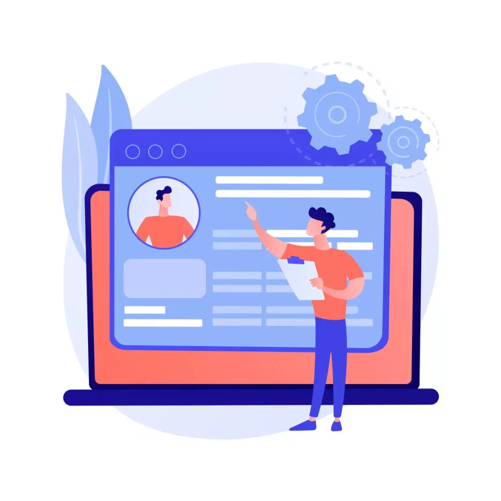 Ilustração de uma pessoa cancelando suas férias no sistema do eSocial doméstico, usando um computador com uma interface de alteração de dados.