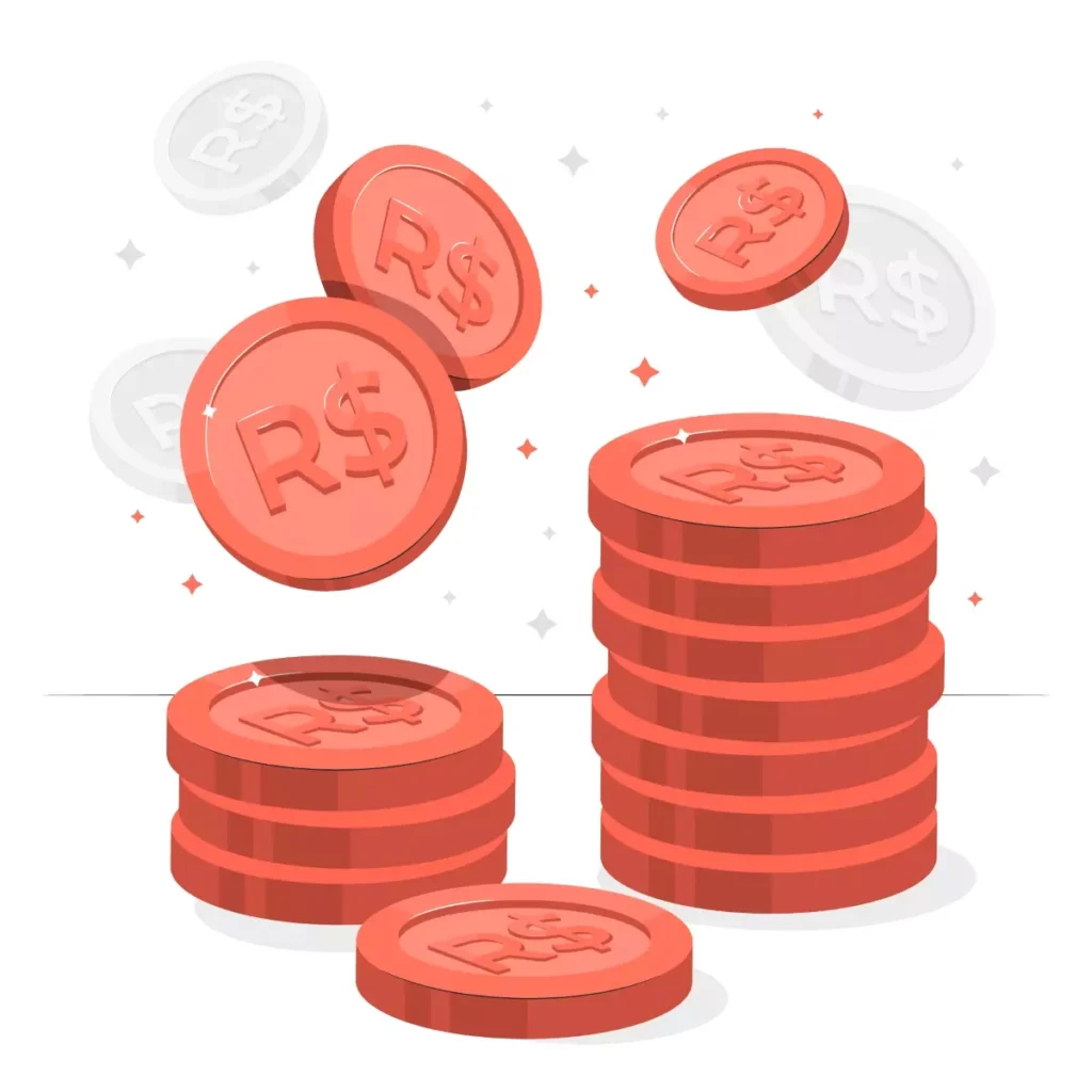 Ilustração de moedas de R$ com destaque para a importância do INSS do empregado doméstico, mostrando a contribuição financeira essencial para garantir direitos previdenciários.