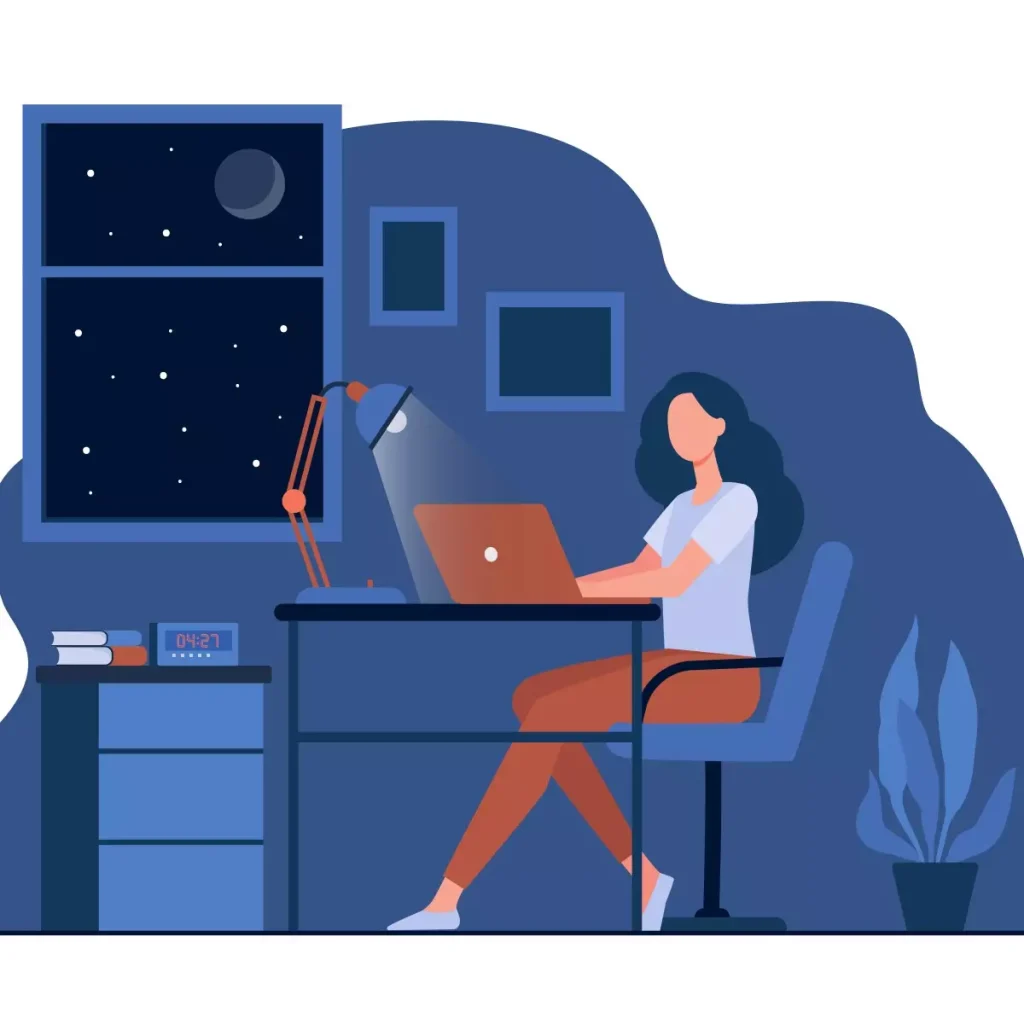 Ilustração de uma empregada doméstica realizando trabalho extra noturno em seu ambiente de casa, destacando a importância do adicional noturno para empregadas domésticas.