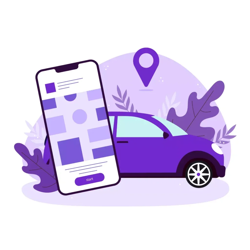 Ilustração sobre a necessidade de inserir vale-transporte no eSocial doméstico, destacando um carro e um smartphone, enfatizando o procedimento para trabalhadores domésticos.