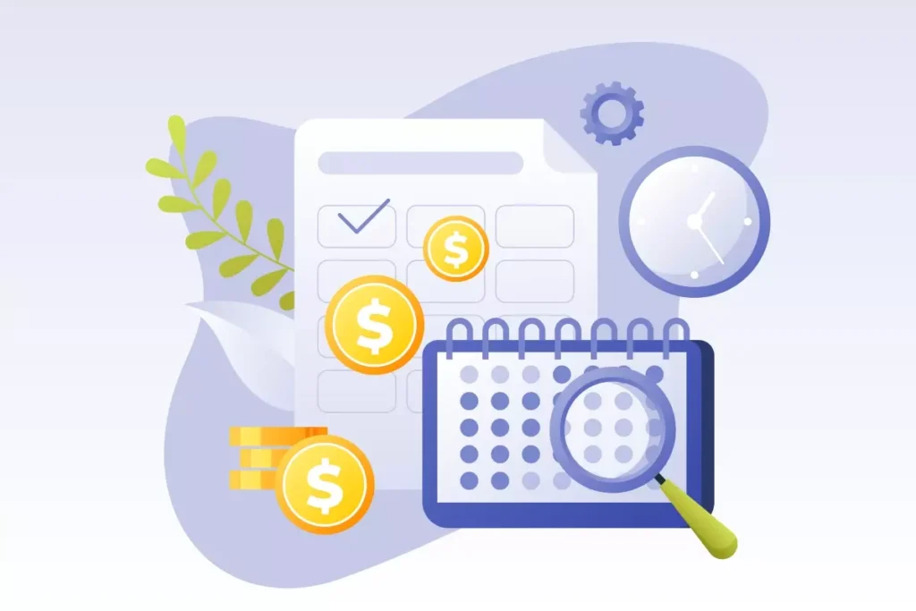 Imagem ilustrativa sobre cálculos e pagamento do 13º salário da empregada doméstica, destacando documentos, dinheiro e ferramentas de análise financeira.