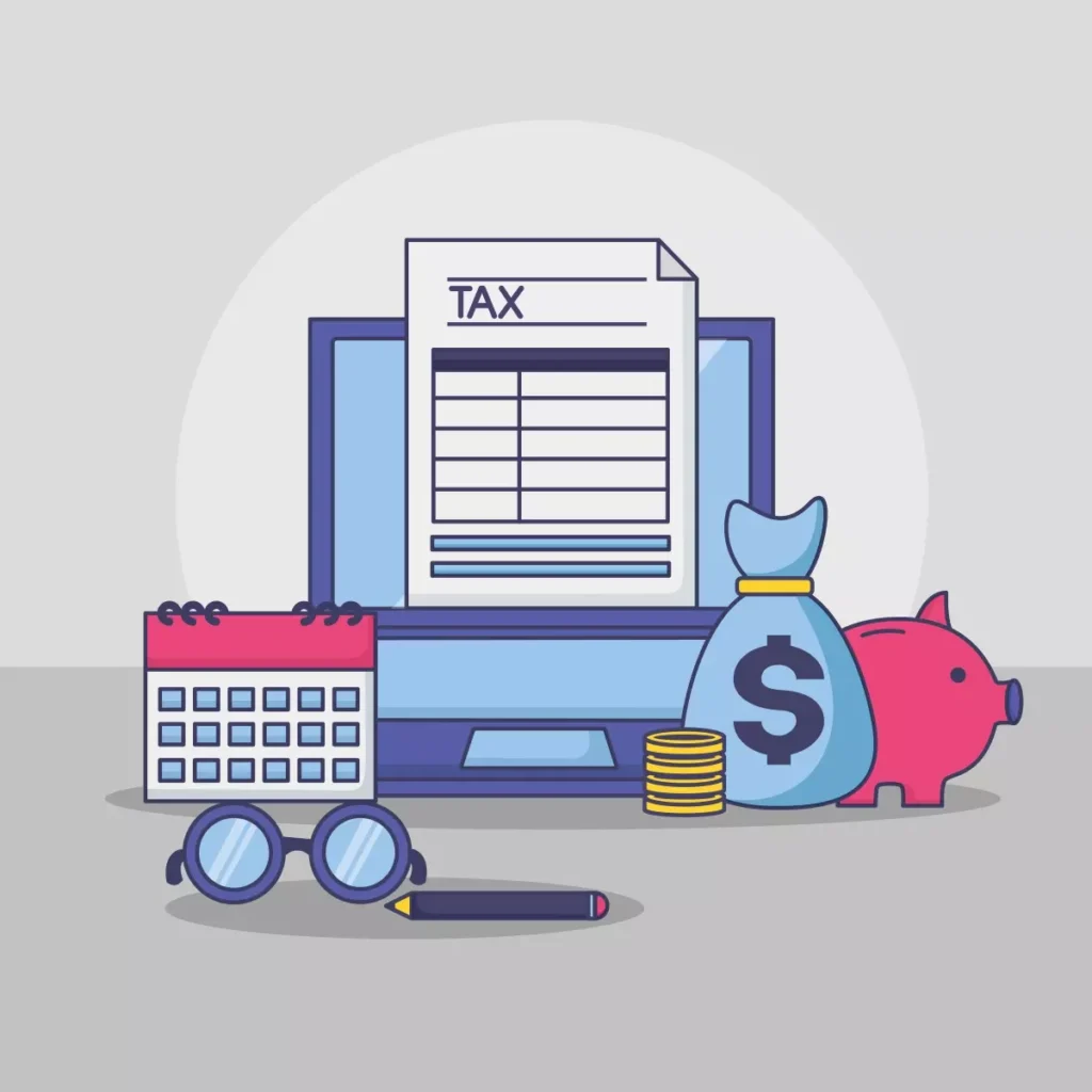 Imagem ilustrativa de cálculo e pagamento, incluindo calendário, dinheiro e documento, simbolizando o recolhimento do INSS em atraso da empregada doméstica.