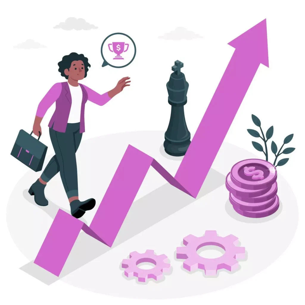 Empregada doméstica pode se tornar MEI e aumentar sua renda, investindo em empreendedorismo com sucesso e segurança, simbolizado pelo gráfico de crescimento