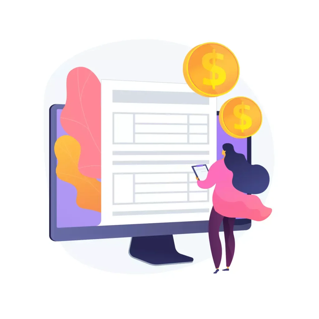 Ilustração explicativa de como pagar o eSocial doméstico atrasado, mostrando uma pessoa utilizando um computador e moedas de dinheiro, ajudando na regularização de pagamentos em atraso.