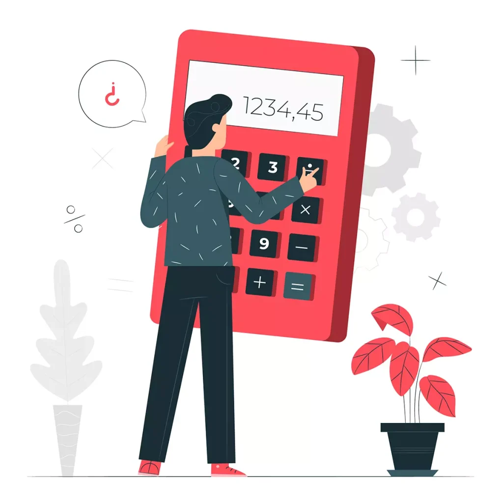 Homem utilizando uma calculadora de forma digital para calcular salário da doméstica, ferramenta essencial para determinar pagamento justo e compliant.