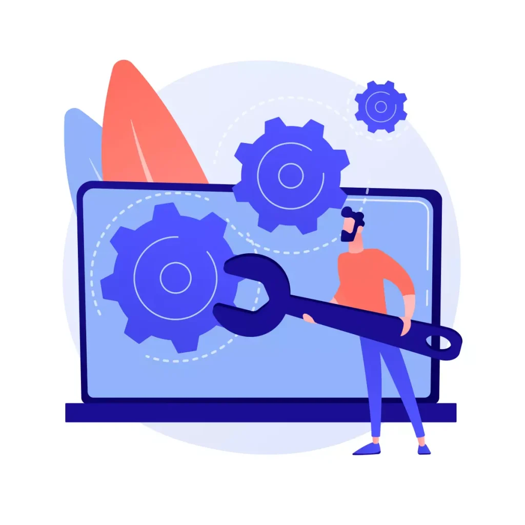 Ilustração relacionando tecnologia, manutenção de sistema e prevenção de desligamento indevido no eSocial, destacando a importância de cancelar o desligamento indevido no eSocial para evitar penalidades.
