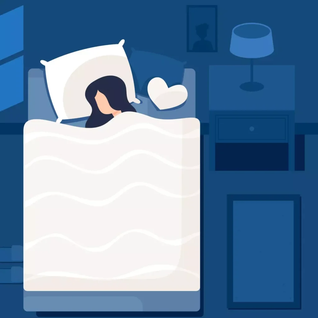 Imagem de uma pessoa que representa um empregado que dorme no emprego, descansando na cama durante o horário de trabalho, simbolizando cansaço ou falta de motivação.