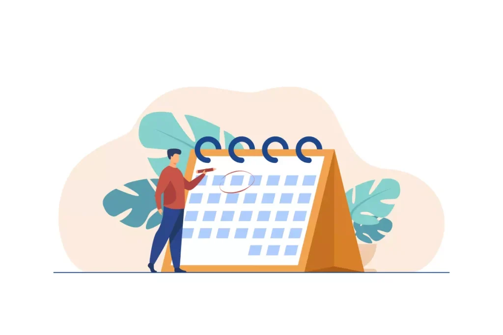 Ilustração de um calendário marcando ponto facultativo, destacando a importância de reconhecer feriados e dias de descanso para empregadas domésticas no Brasil.