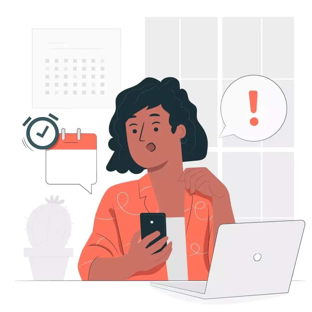 Mulher verificando obrigações do empregador doméstico em junho com smartphone, checklist de tarefas e alerta na tela.