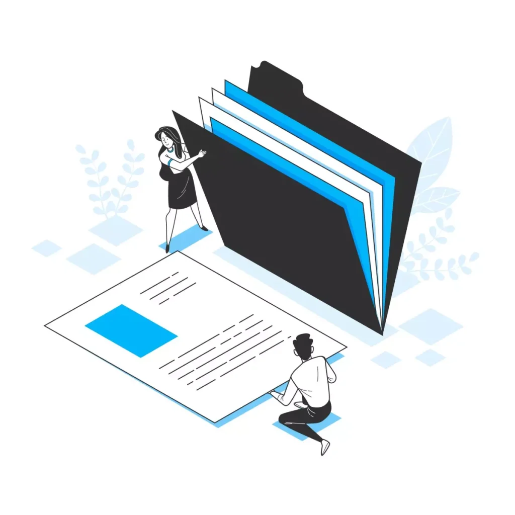Imagem ilustrativa sobre qualificação cadastral do empregado doméstico, mostrando documentos, computador e uma pessoa realizando cadastro ou análise.