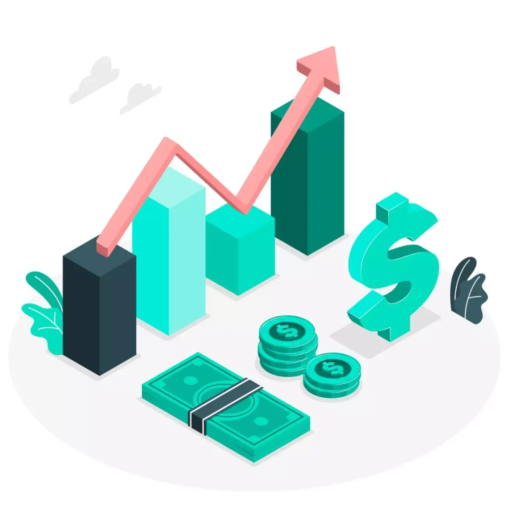 Gráfico ilustrativo mostrando crescimento do salário mínimo do Rio Grande do Sul para doméstica em 2024, com símbolos de dinheiro e seta ascendendo.