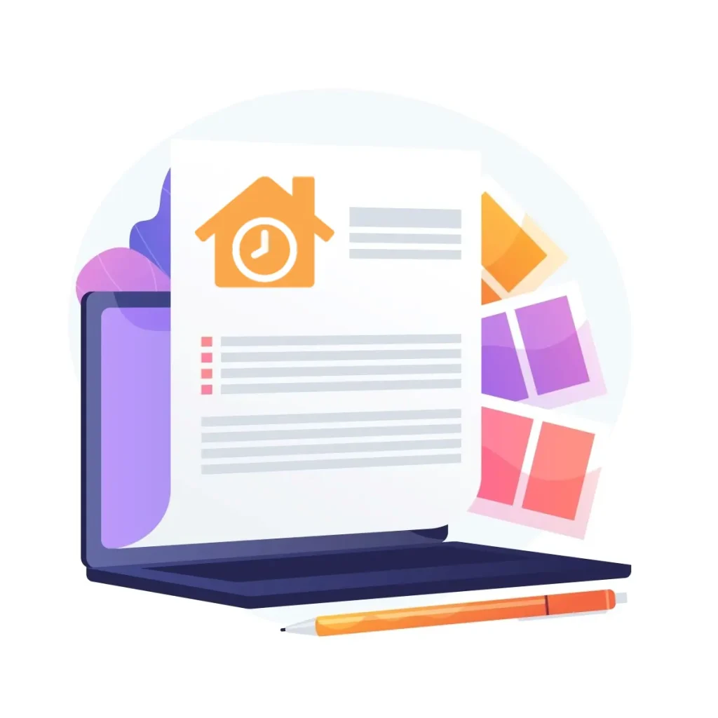 Imagem ilustrativa mostrando um computador com documento de contrato de trabalho doméstico, destacando a importância de gerar o contrato no Hora do Lar.