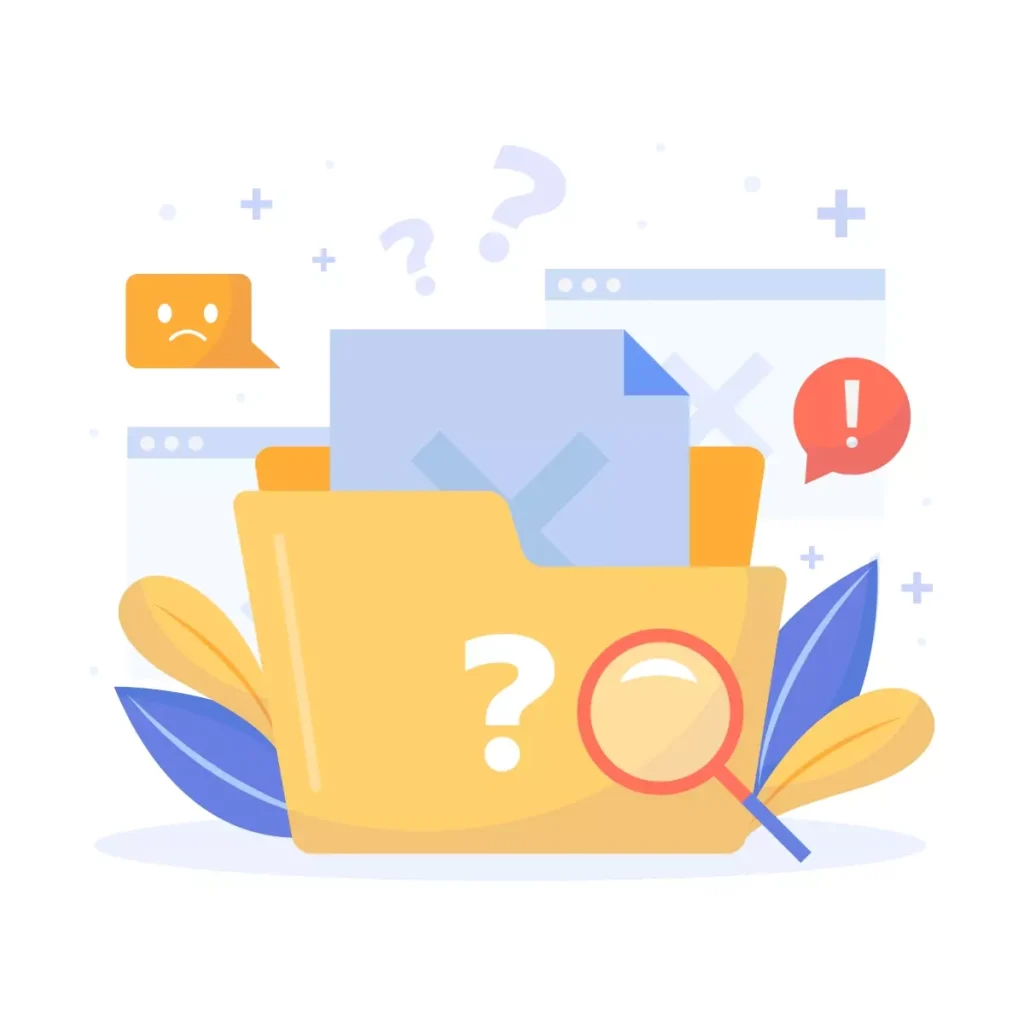 Imagem ilustrativa sobre como excluir dados do empregador no eSocial doméstico, com ícones de arquivo, lupa, e alertas em cores vibrantes.