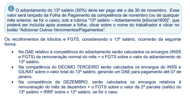 como gerar 13 salario domestica