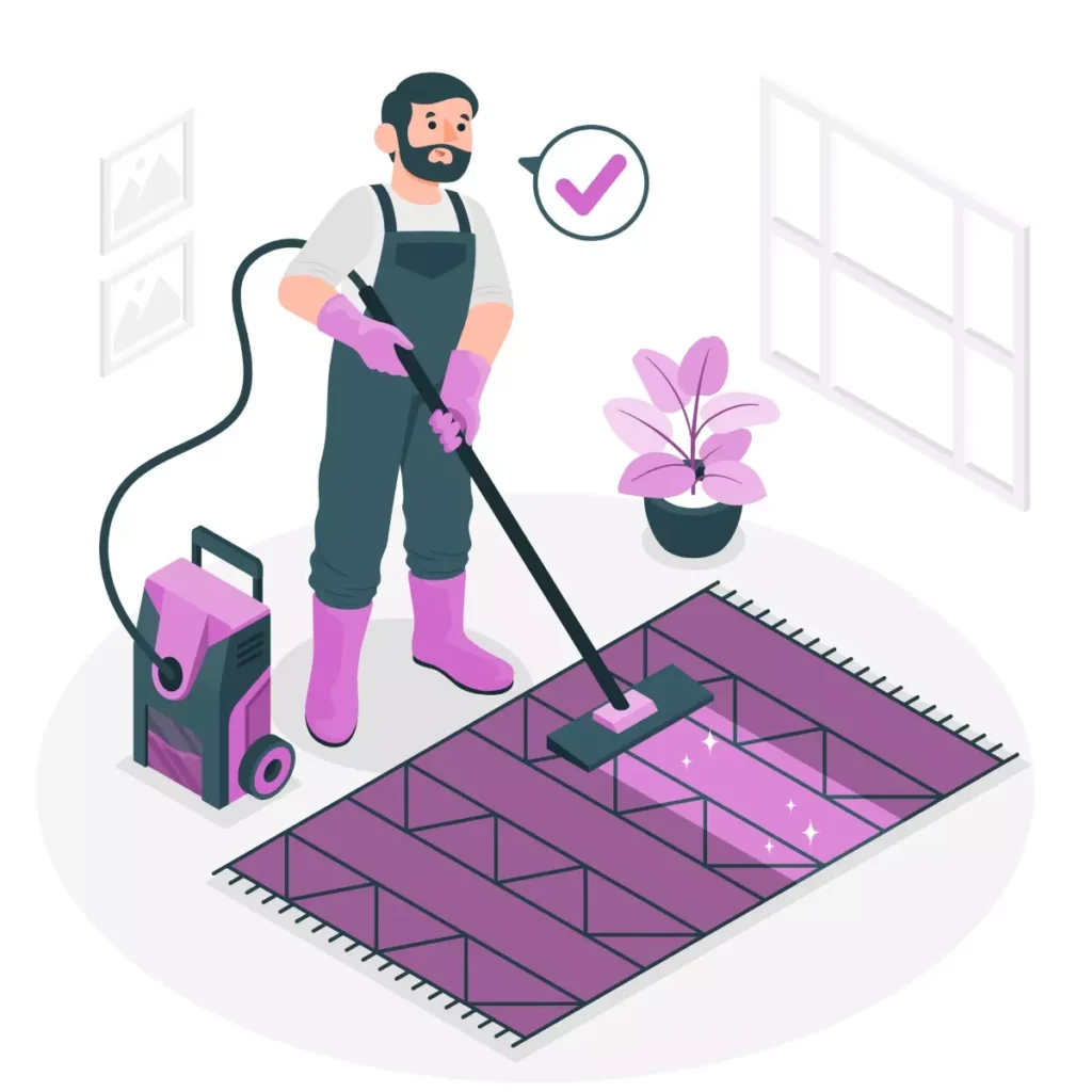 Imagem ilustrativa comparando os profissionais diarista, faxineira e doméstica, com um homem limpando o chão de uma casa, explicando as diferenças entre eles.