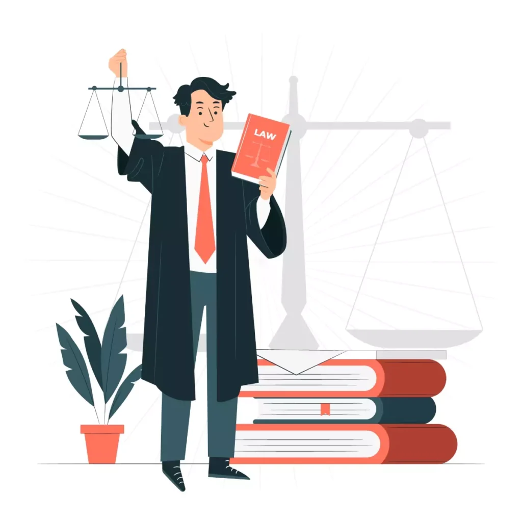 Imagem de um profissional usando roupa social segurando uma balança e um livro de direito, simbolizando orientação para evitar ações trabalhistas de empregadas domésticas.
