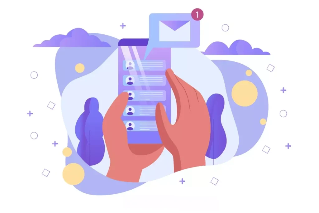 Ilustração mostrando uma pessoa enviando mensagem pelo WhatsApp para demitir uma doméstica, representando facilidade e praticidade na comunicação.