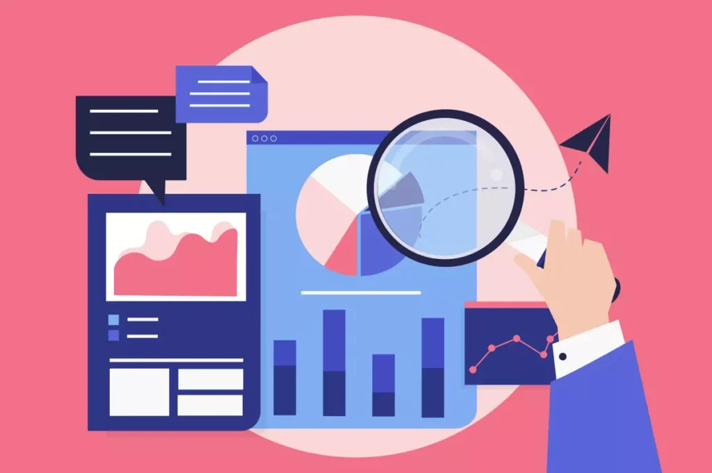 Imagem ilustrativa de gestão de empregada doméstica, com gráficos, documentos e análise de dados, representando estratégias para gerenciar uma empregada doméstica de forma eficiente.